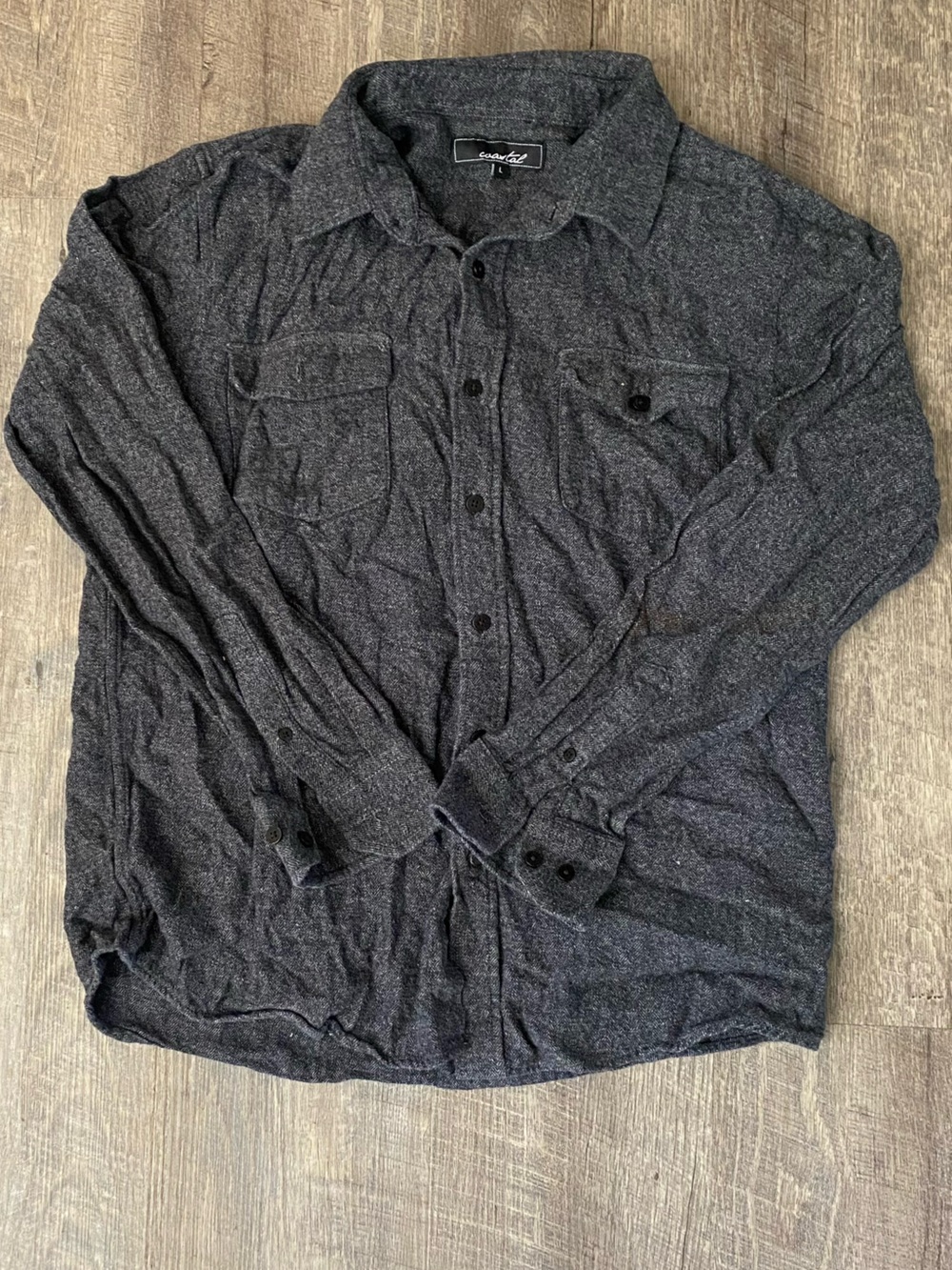 Coastal Men’s L Gray 100% Cotton Button-Up Shirt